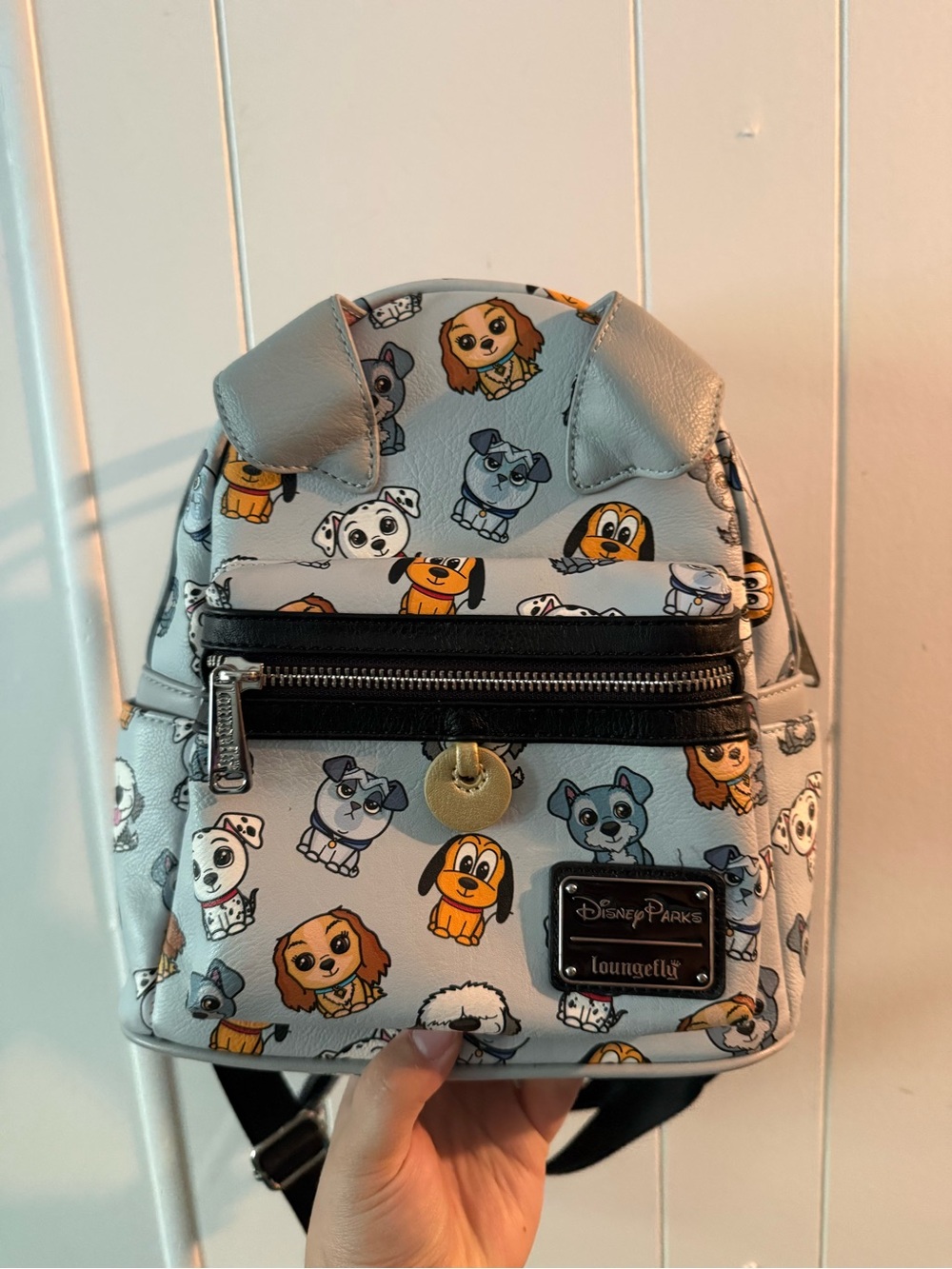 *Retired* Loungefly Gray & Black Disney Puppy Print Mini Backpack